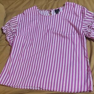 Worthington Fuchsia and White Striped Blouse